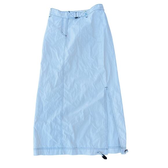 Dawls Dresses & Skirts - 🕶️ Vintage Dawls Snap Skirt White Midi – Snap Closure USA Made sz 5 Nylon y2k